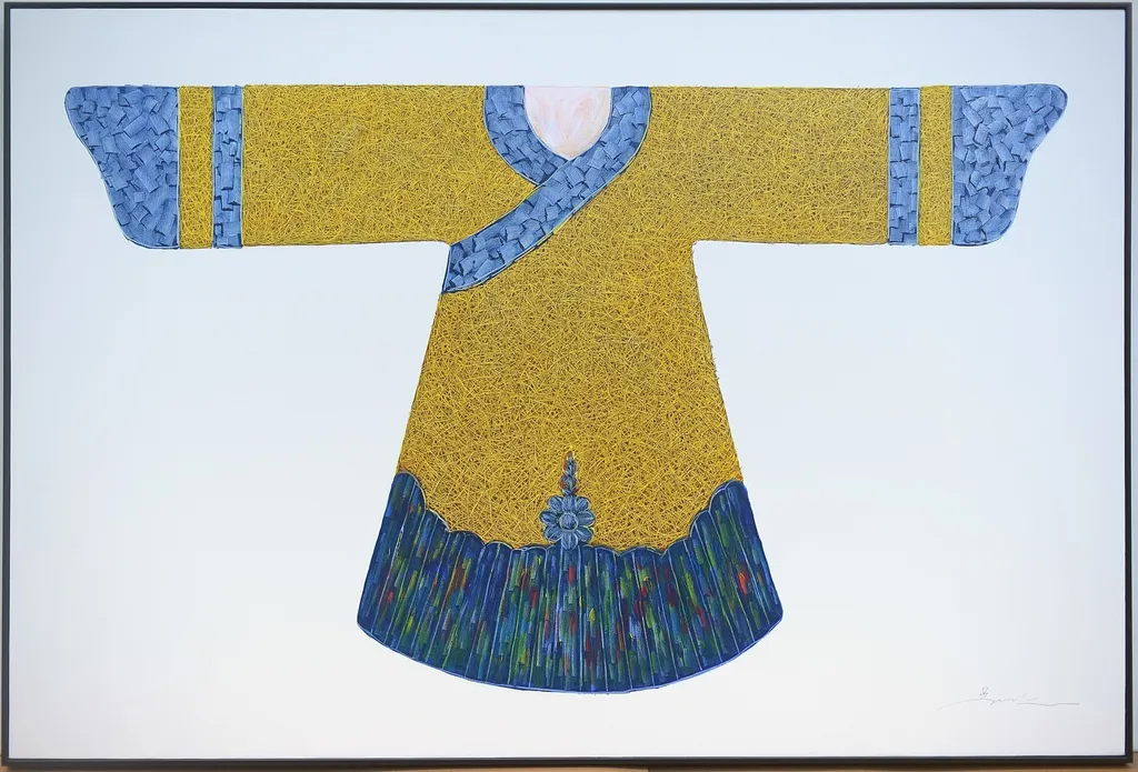 Décoration Murale Salon Peinture Huile Kimono 150x100cm Ambiance Asie