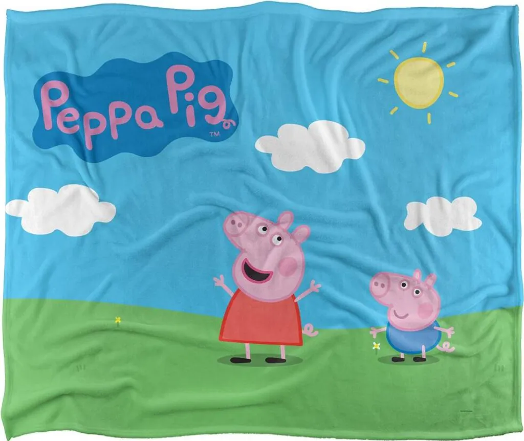 Couverture Peppa Pig TV18770 Anti-Froid et Hypoallergénique en Blanc