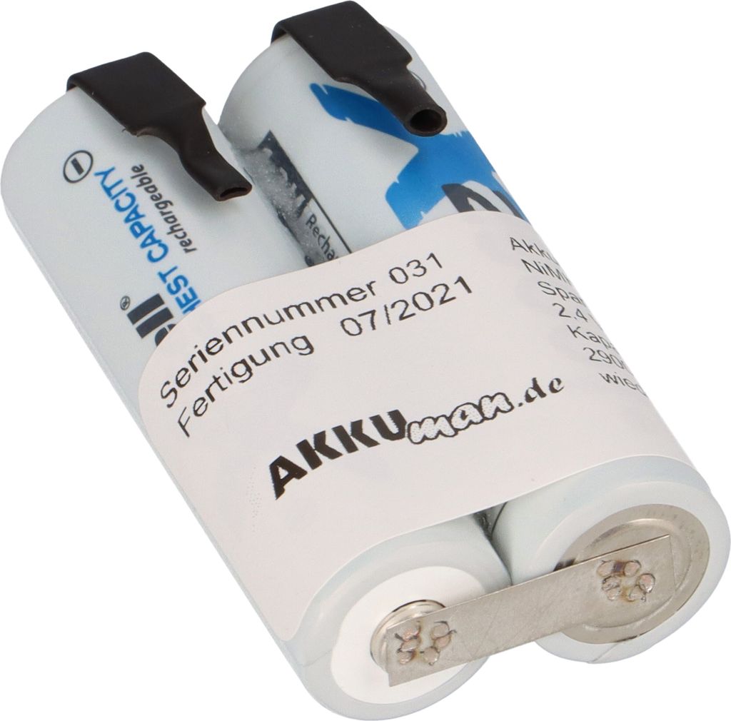 lot de 2 piles rechargeables avec languette à souder AA Image du produit 
