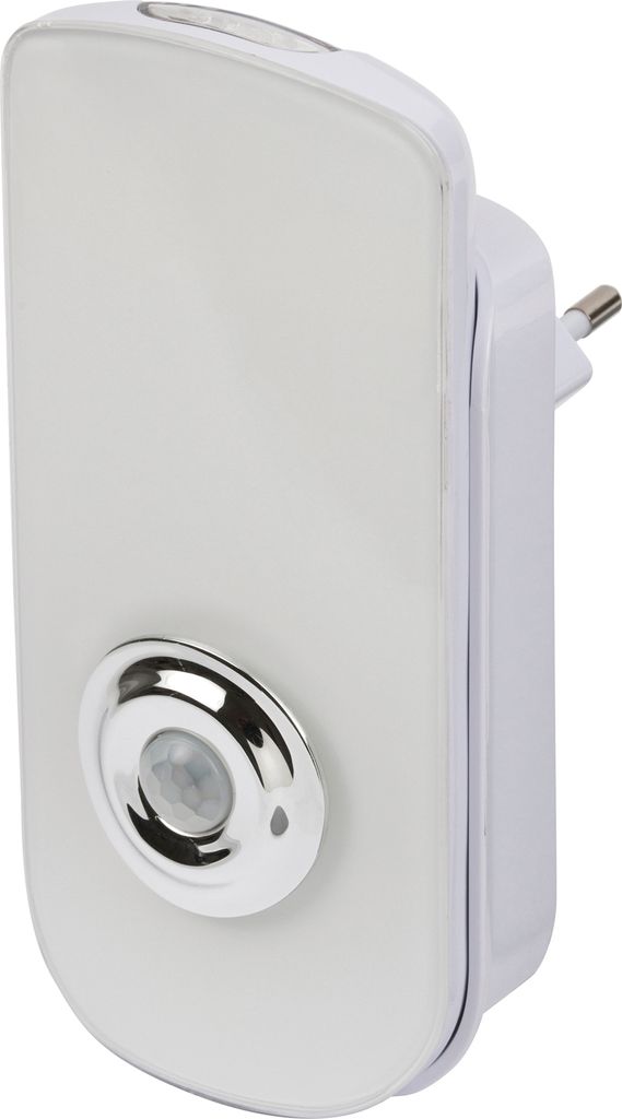 A white LED safety light with a silver sensor.