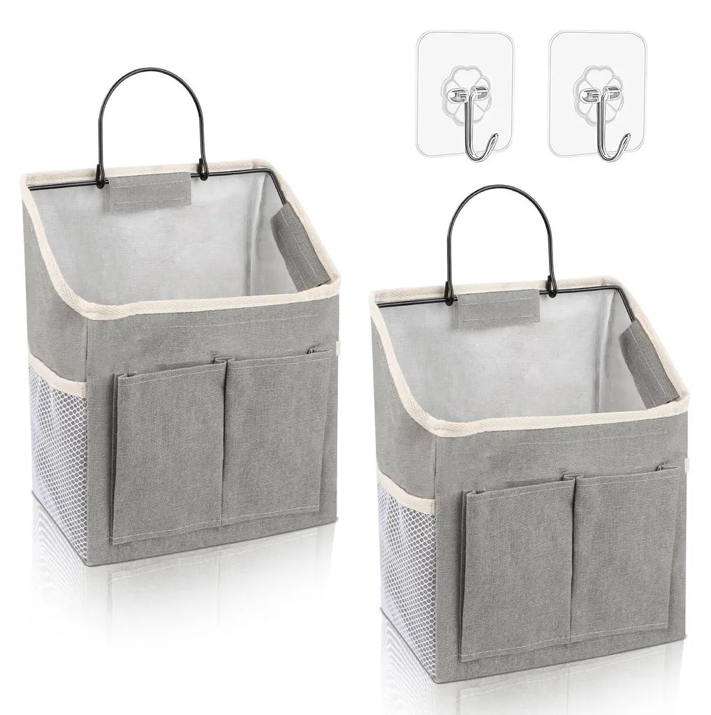 Rangement mural imperméable gris pliable lot de 2 pour salle de bain