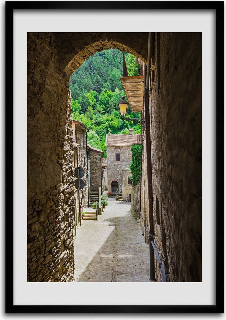 Bild - Bilderrahmen - 50 cm x 70 cm - MDF - Rahmen - Wandkunst Eine charmante Straße