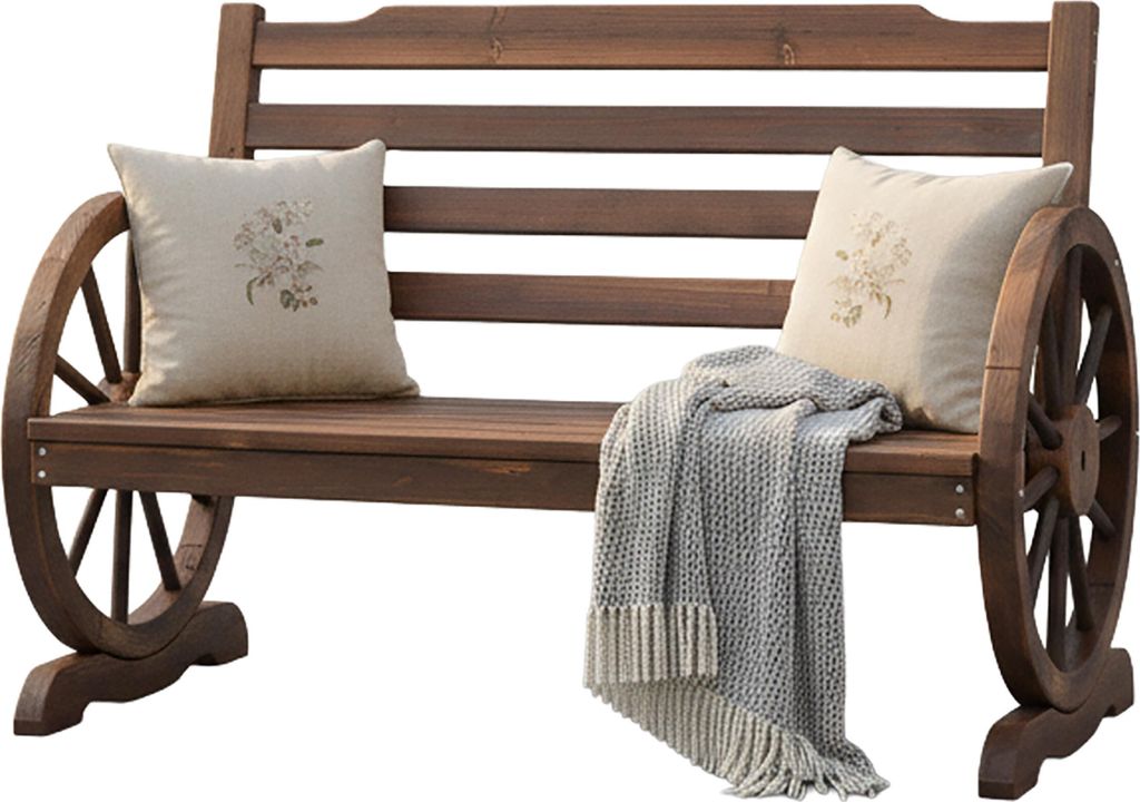 relaxdays Gartenbank Wagenrad 2-Sitzer