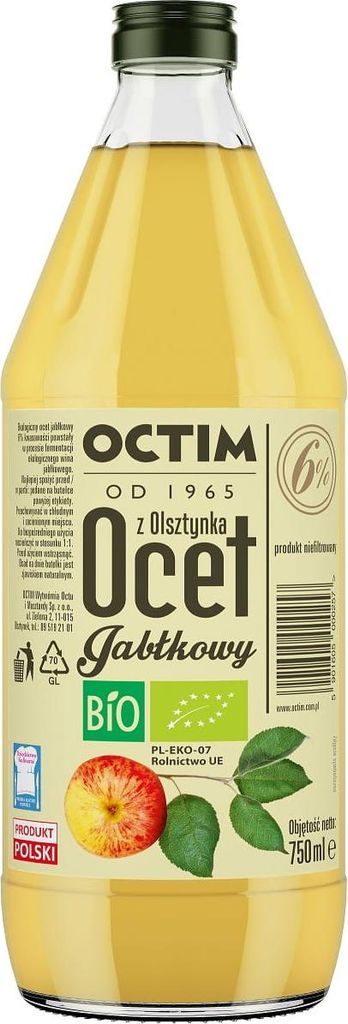 OCET JABŁKOWY 6 % NIEFILTROWANY BIO 750 ml - OCTIM