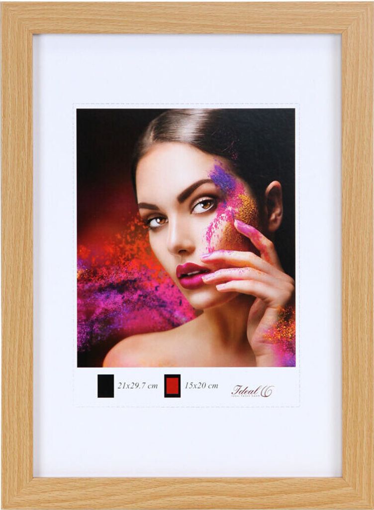 Holz Bilderrahmen Lifestyle Plexi Foto Rahmen Collage Wanddeko Poster HR-25 - Farbe: Buche | Format: 29,7x42