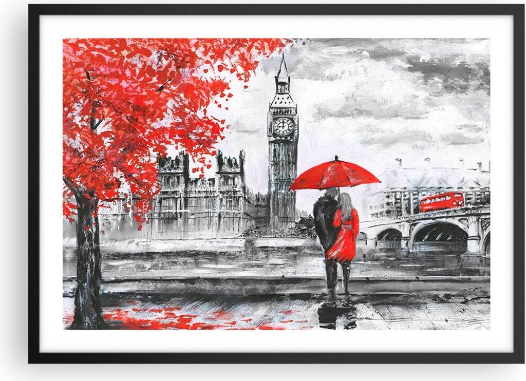 Gerahmtes Poster - Schwarzer Rahmen - London Architektur big ben - 70x50 cm - Wand Bild - Wanddeko - Wandbilder - Wandposter - Bilderrahmen - Bilde...