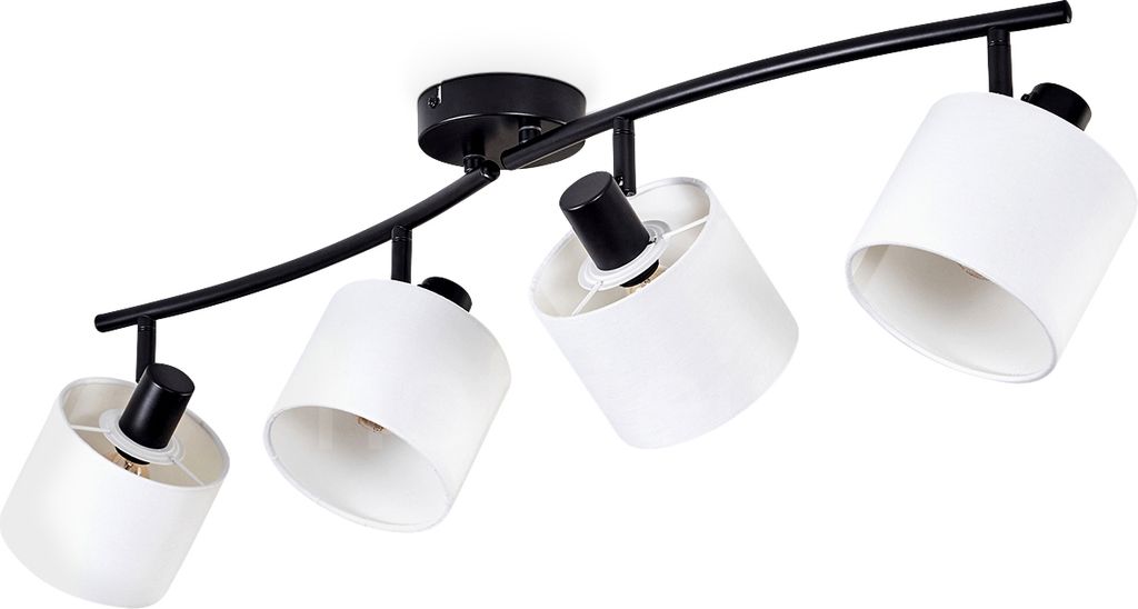 Mila moderne Deckenlampe aus Metall/Stoff in Schwarz/Weiß