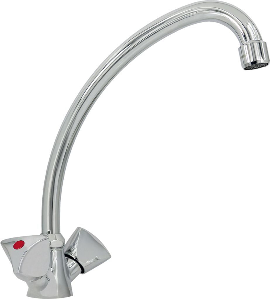 PUTEUS Armatur STANDARD in Chrom mit Schwenkauslauf und Zamak-Hauben-Griffen