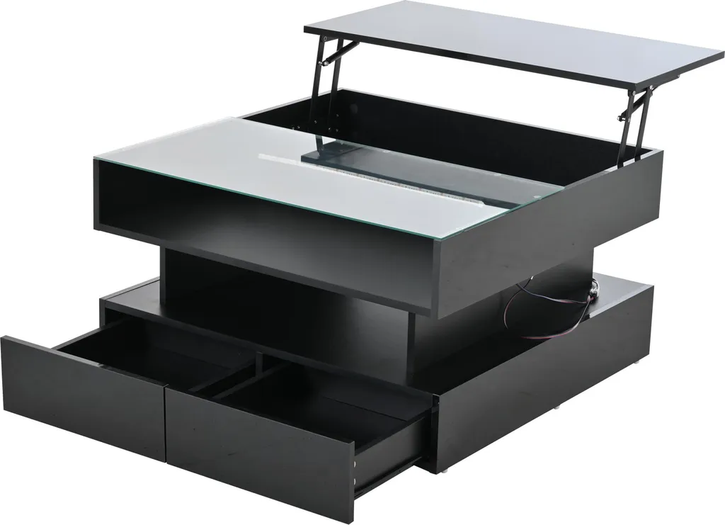 Table Basse Relevable de Salon pour Dîner et Télétravail avec LED - 6