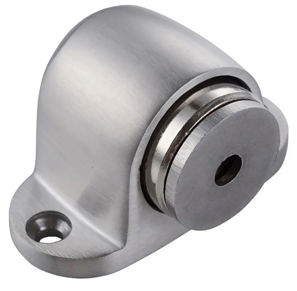Bloque-porte magnétique sol en métal brossé avec aimant puissant - 45mm