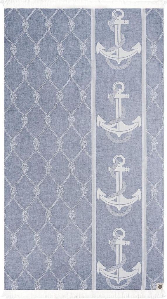 440s Pareo Strand-Tuch Anker & Knoten Blau