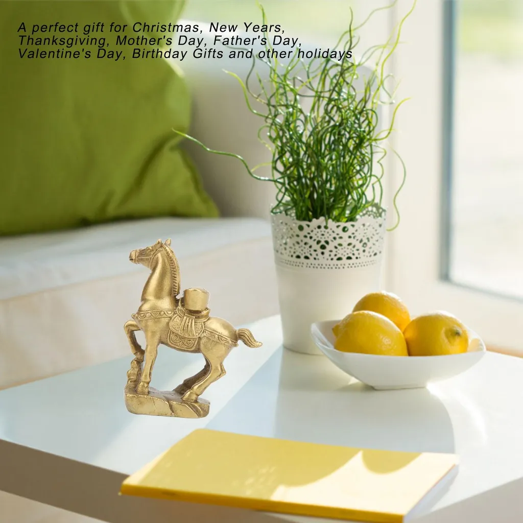 Sculpture de cheval debout en laiton vieilli - Objet déco pour buffet - 18