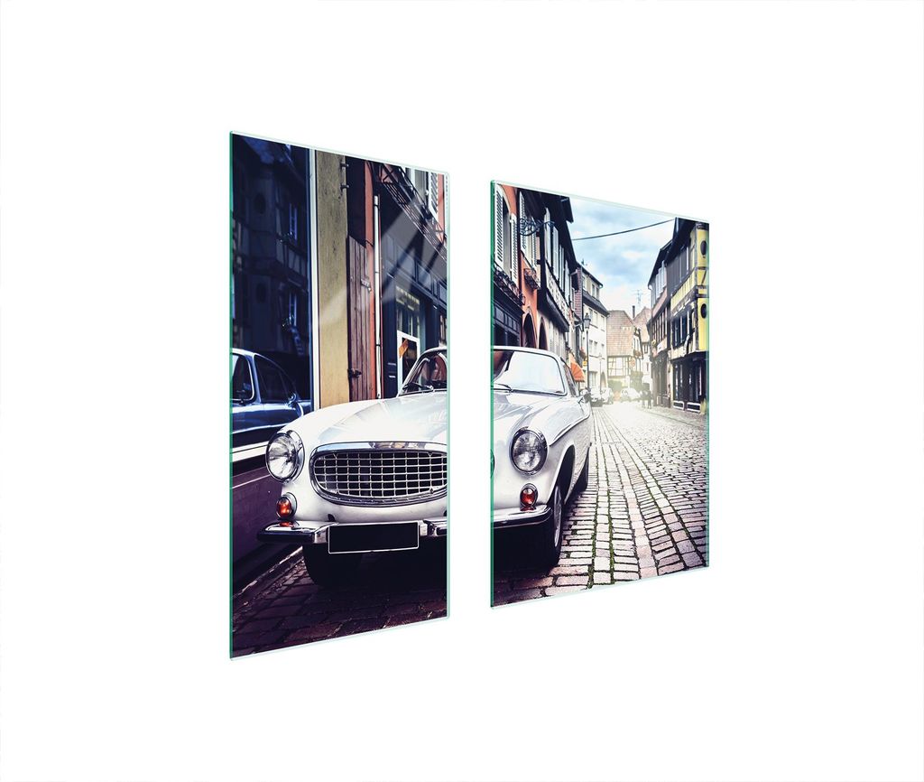 Herdabdeckplatten 2 teilig 75x52 Glaskeramikkochfeld Abdeckung Glas Schneidebrett Auto Stadt