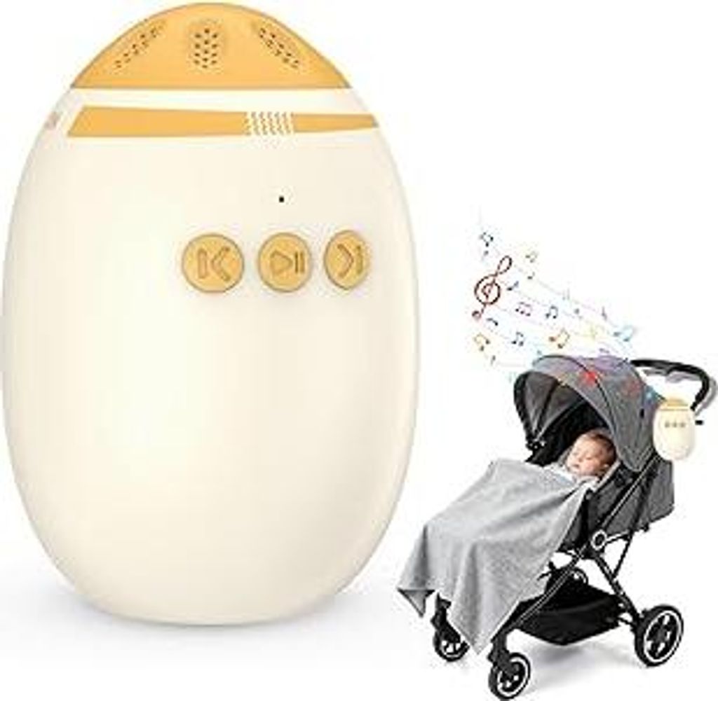 Kinderwagenschaukler, White Noise Machine Baby mit Baby Rocker 11 Beruhigende Klänge, Wiederaufladbar Schlafhilfe Stufenlos Einstellbar, Tragbar &...
