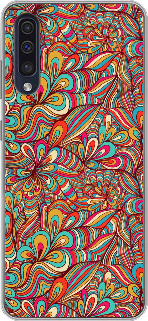 MuchoWow Handyhülle Schutzhülle Hülle für Telefoonhoesje Samsung Galaxy A30s Design - 70er Jahre - Fantasie - Farbe Silikon Softcase Handy H...