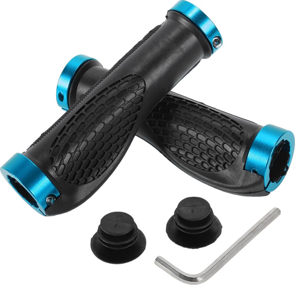 1 Satz Fahrradlenkergriffe mit Werkzeug, rutschfeste ergonomische Struktur Fahrradgriffe, Doppel-Lock-On Lenkergriffe für E-Bike Trekking Bike, Blau