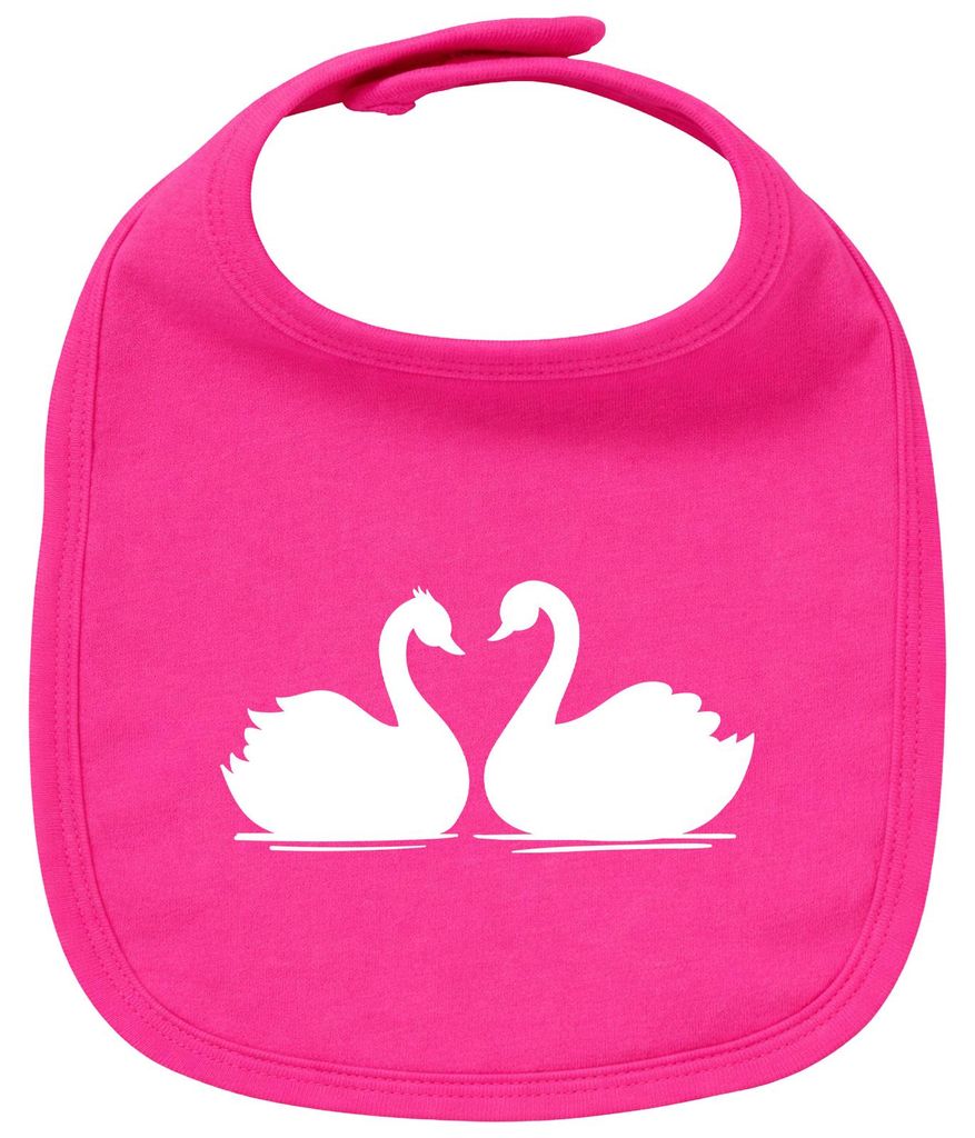 Huuraa Baby Lätzchen Schwan Pärchen Cherry Pink Klettverschluss Baumwolle Latz Geschenkidee