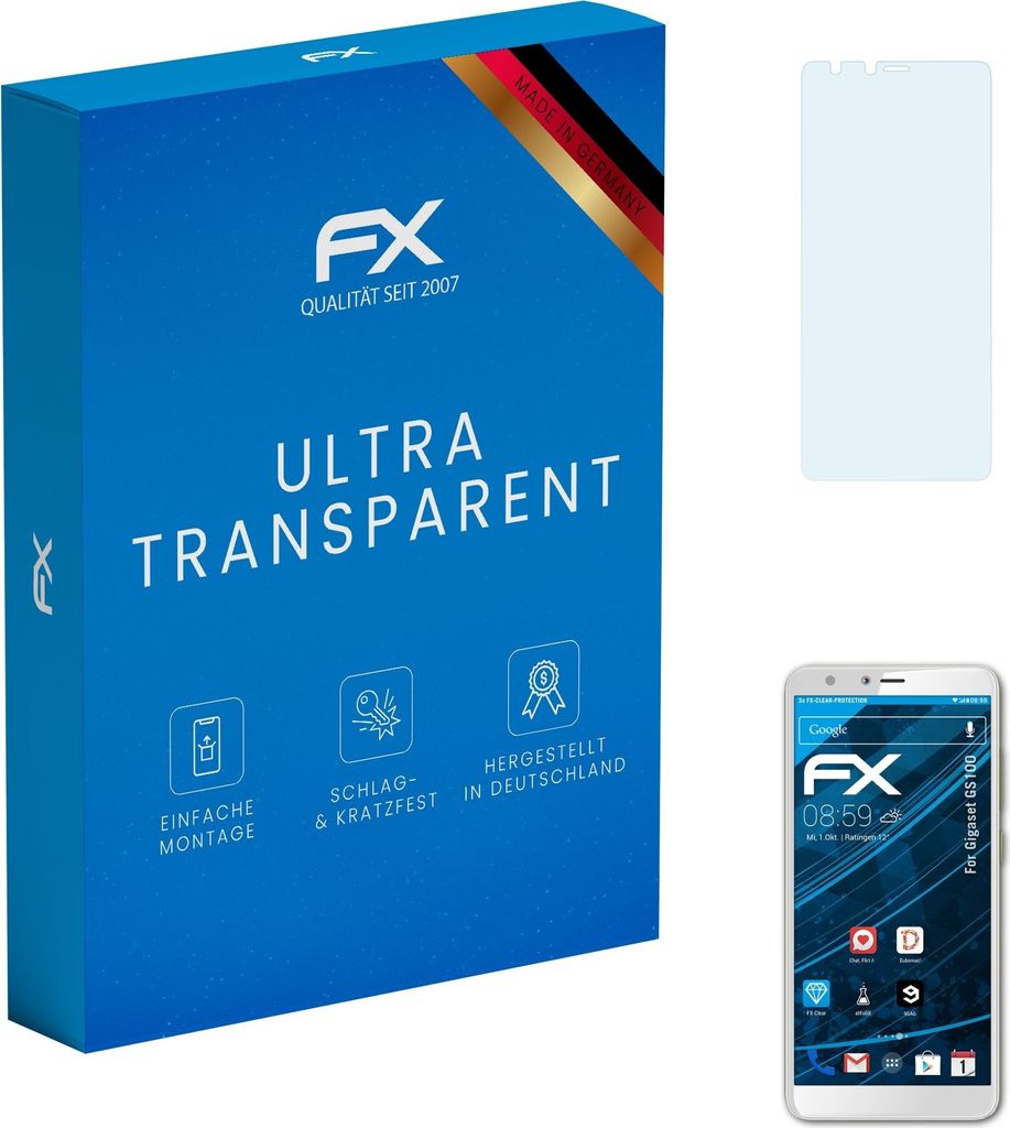 atFoliX FX-Clear 3x Schutzfolie kompatibel mit Gigaset GS100 Displayschutzfolie