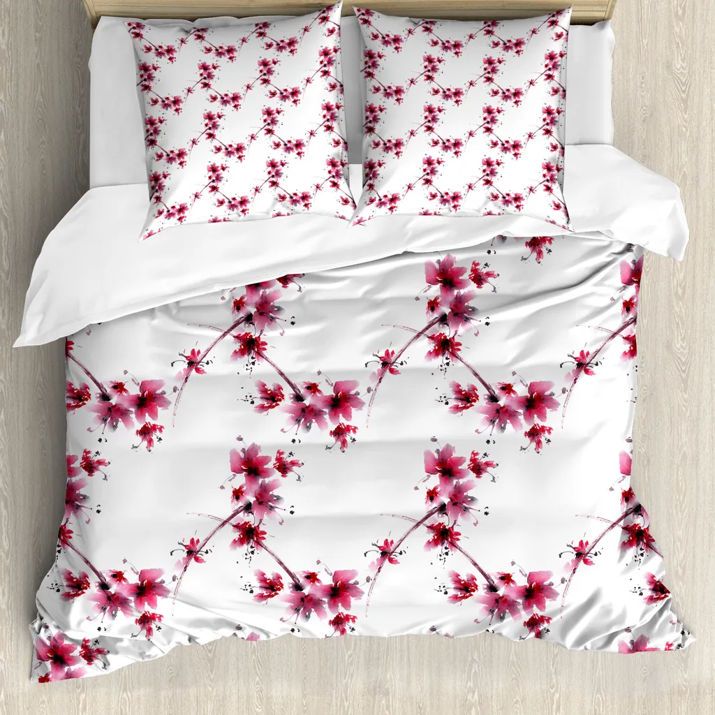 Copripiumino ABAKUHAUS Petali di Fiori Rosso e Bianco Matrimoniale