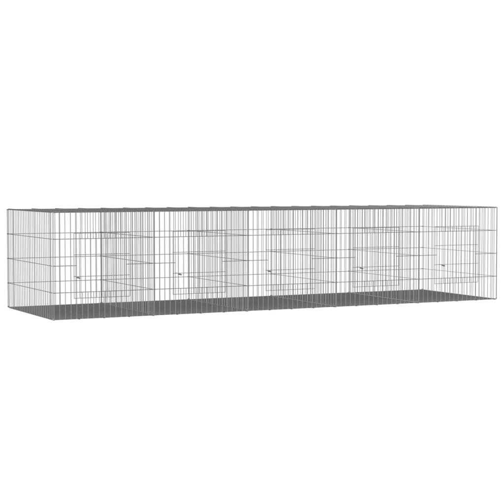 vidaXL Cage à lapins 5 panneaux 273x79x54 cm Fer galvanisé Image du produit 