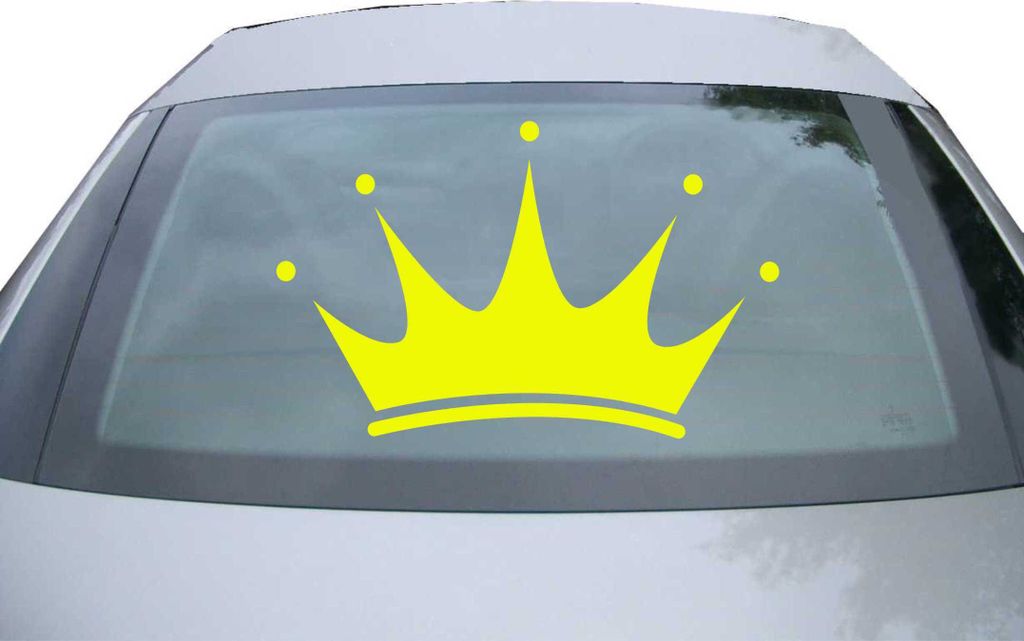 Indigos UG - Aufkleber Heckscheibe & Motorklappe DE2138 - neongelb - 600x549 mm - Krone - Auto Scheiben Fenster Heckklappe Tuning Racing JDM - Die cut