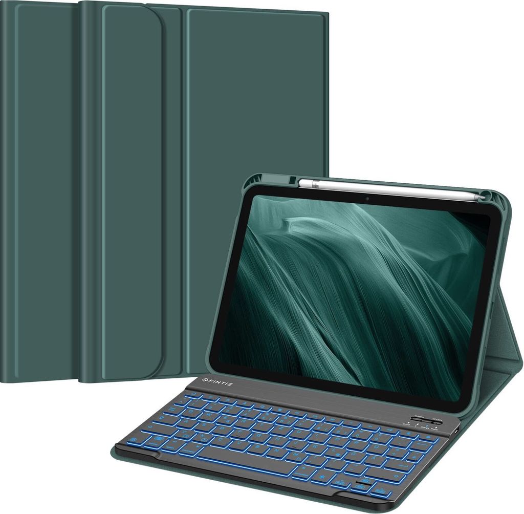 Fintie Hülle mit Tastatur für iPad 11 Generation 2025 11 Zoll, iPad 10 Generation 2022 10.9 Zoll, 7-farbig Beleuchteter Magnetischer Abnehmbarer ...