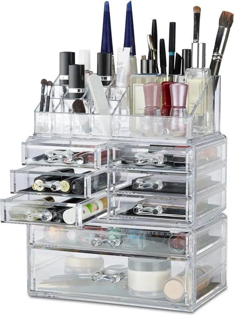 Organiseur de maquillage à 8 tiroirs empilables et 16 compartiments