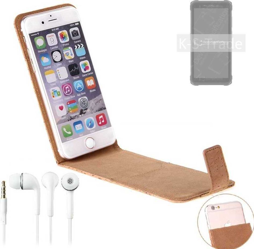 K-S-Trade Schutzhülle mit Kopfhörer kompatibel mit Ulefone Armor X10 Pro Handyhülle Cover Kork Tasche Flipstyle Case