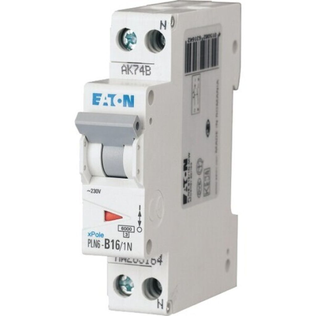 Eaton LS-Schalter 6kA C 16A/1pol+N 1TE Schmalbauweise Eaton PLN6 MCB, 1 Stk.