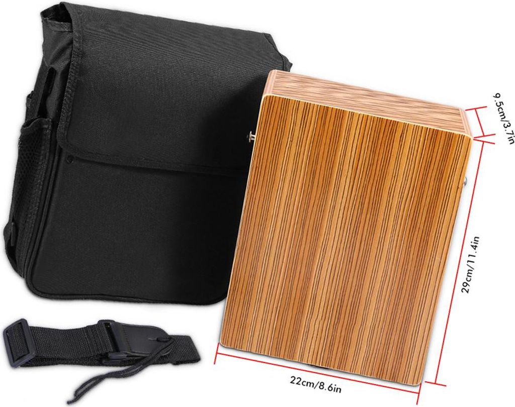 Tragbare Reise-Cajon-Box-Trommel, flaches, handgeholztes Produktbild 