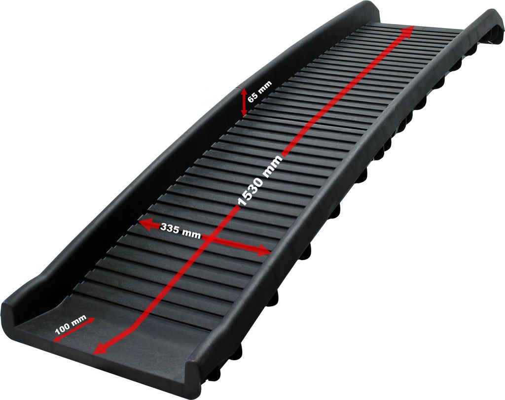 Rampa Pieghevole Per Cani 156x40 Cm – Antiscivolo, Leggera 4,2 Kg, Per Auto E Scale, Nera