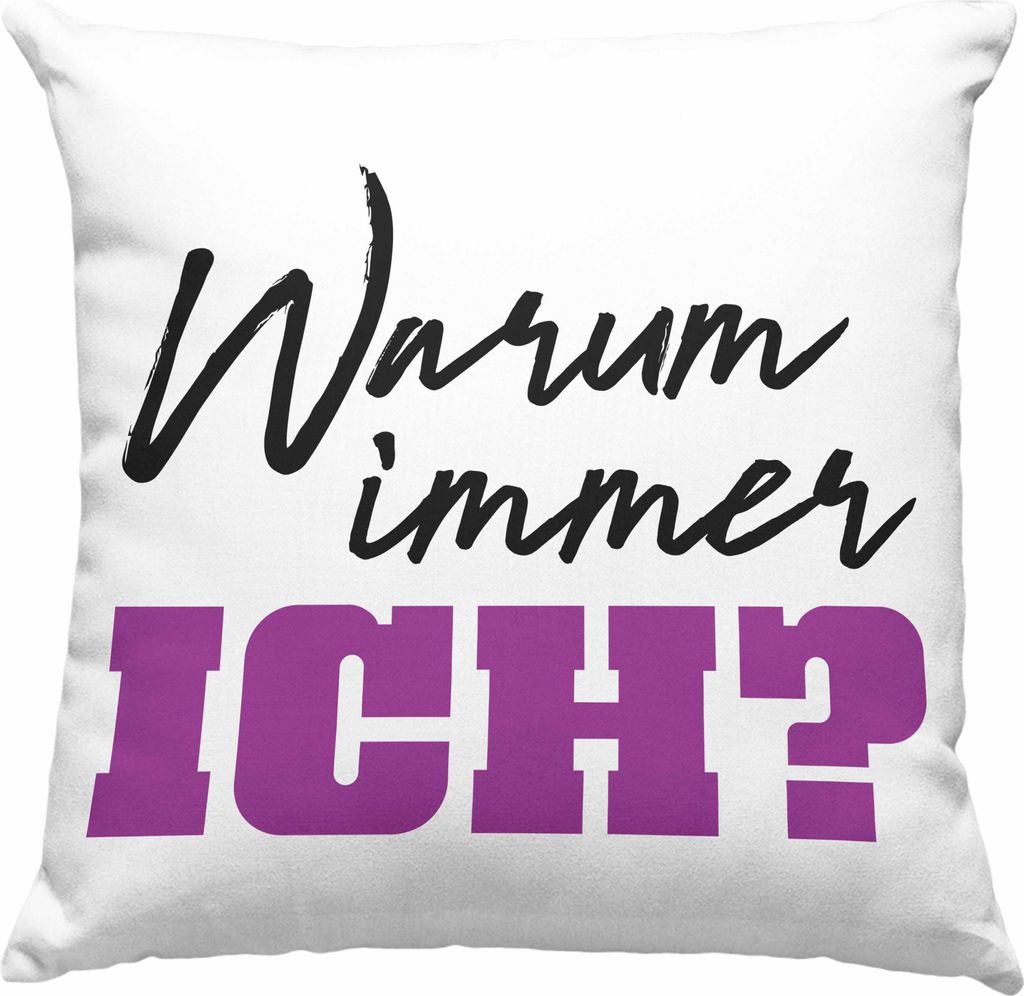 Trendation - Warum Immer Ich Lustige Deko-Kissen mit Füllung 40x40 Büro Deko-Kissen mit Füllung 40x40 Kaffeebecher Kollege Kollegin Frauen Frau ...