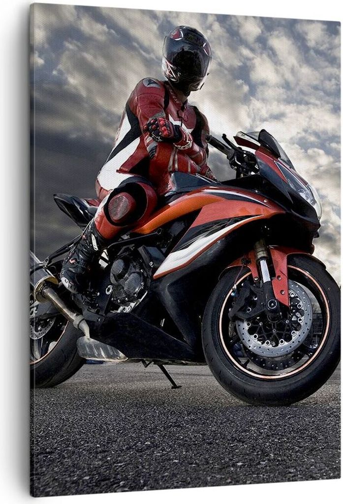 Bild auf Leinwand - Leinwandbild - Einteilig - Sport Rennen Motorrad Reise - 50x70cm - Wand Bild - Wanddeko - Wandbilder - Leinwanddruck - Wanddeko...