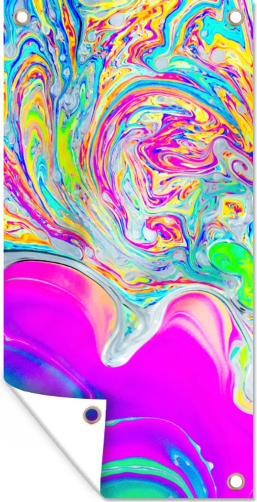 MuchoWow 30x60 cm Outdoor-Poster Gartendeko Sichtschutz Garten Poster für den Garten Kunst - Farben - Psychedelisch