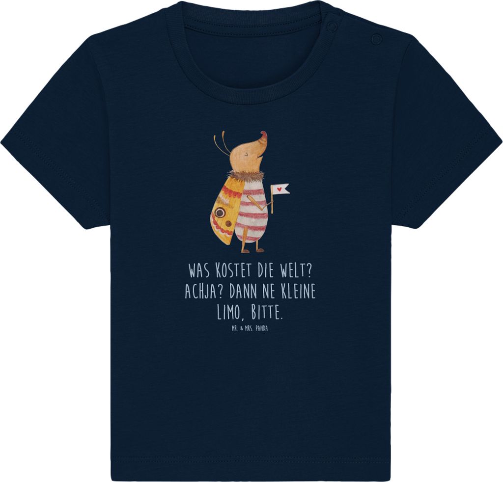 Mr. & Mrs. Panda Babyshirt Nachtfalter Fähnchen 0. - 6. Monat - French Navy - Geschenk, Lustige Sprüche, Baby Shirt, Spruch Lustig, T-Shirt, Käf...