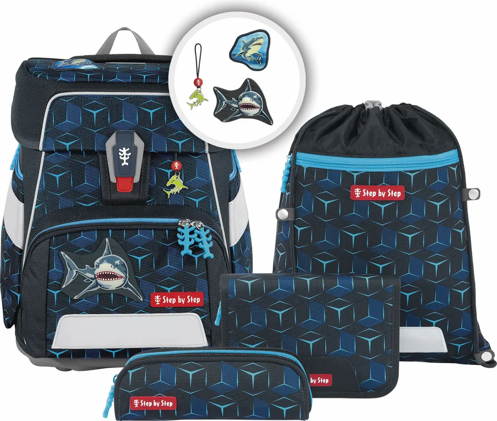 Cartable Scolaire CP CE1 Shark Dexter Step by Step SPACE SHINE 5 Pièces