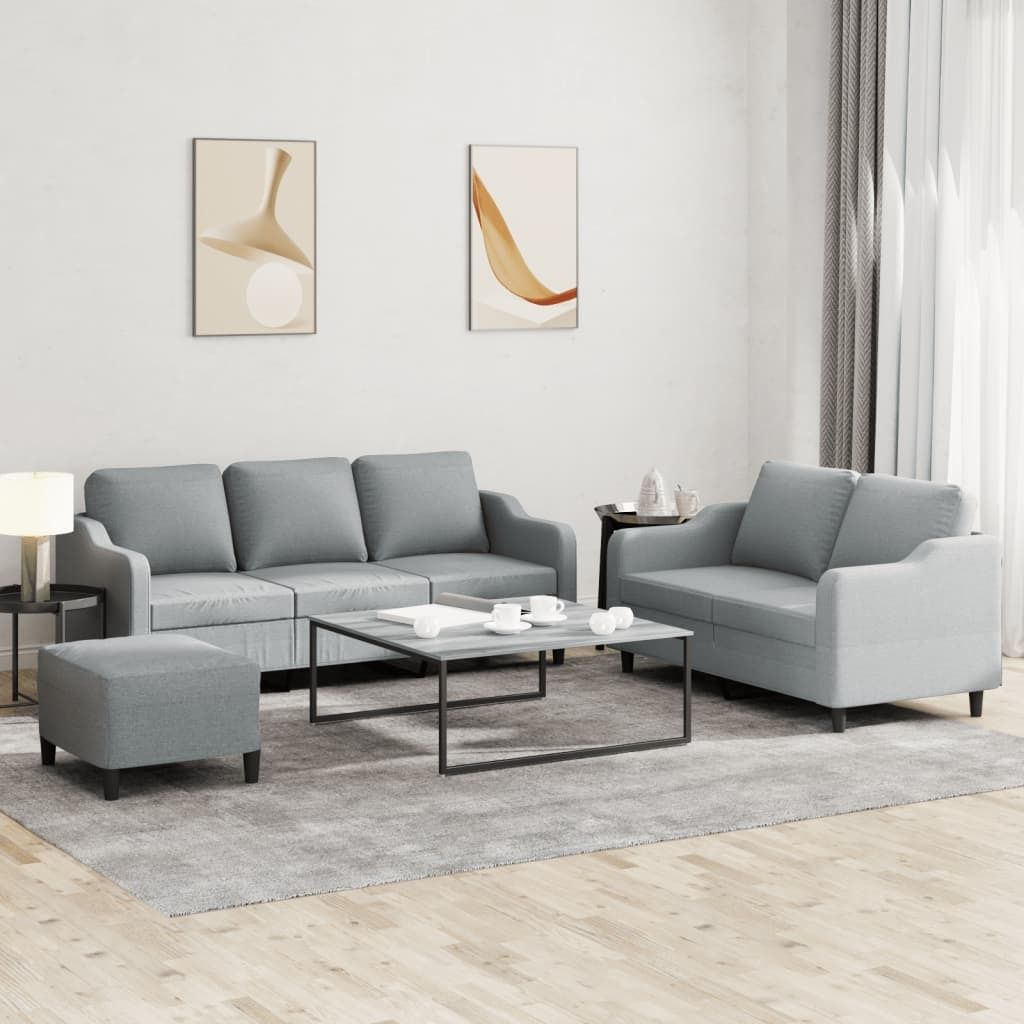 Cloris DesignMöbel 3-tlg. Sofagarnitur mit Kissen Hellgrau Stoff , Schlafsofas 2024 Neu