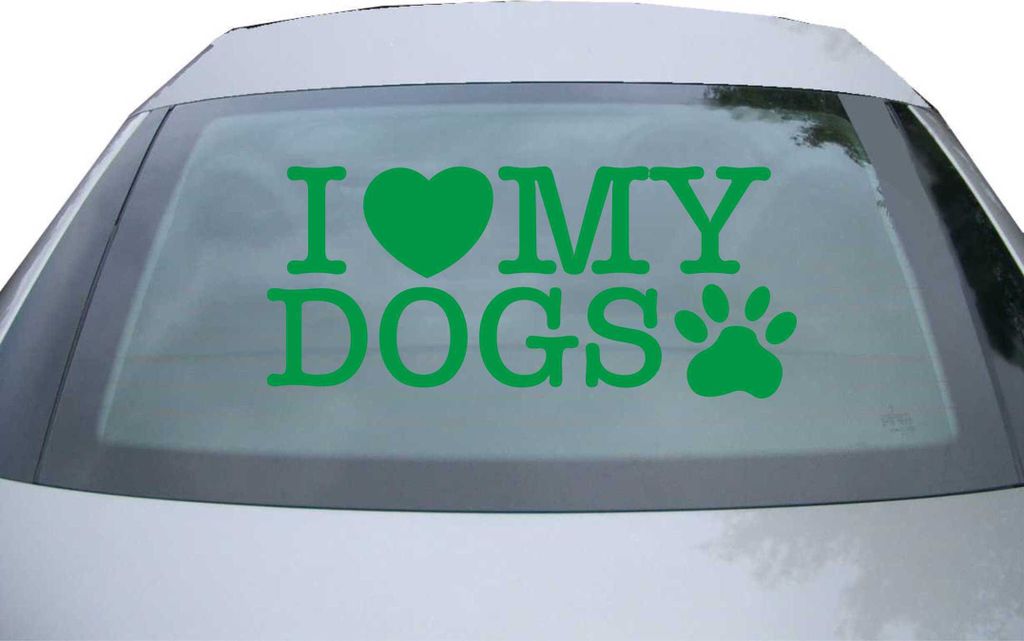 Indigos UG - Aufkleber Heckscheibe & Motorklappe DE2509 - grün - 600x285 mm - I love my dogs - Auto Scheiben Fenster Heckklappe Tuning Racing JDM ...