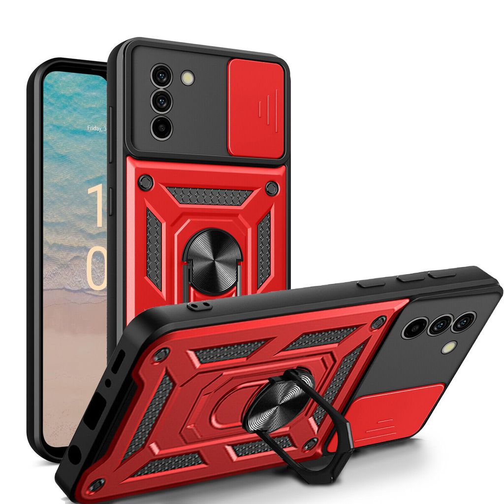 Outdoor Panzer Hülle Nokia G11 G21 Handyhülle mit Slide Kameraschutz Ringhalter Rot