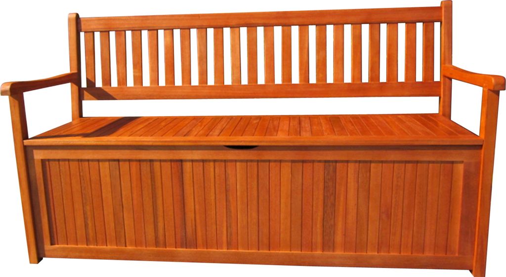 Truhenbank Holzbank Gartenbank 3 Sitzer geölt Produktbild 