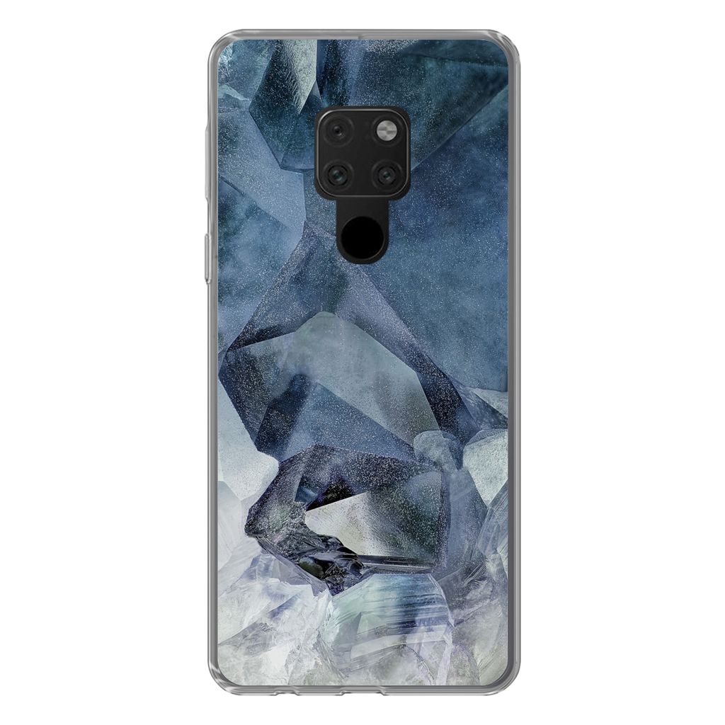 MuchoWow Handyhülle Schutzhülle Hülle für Huawei P40 Lite Naturstein - Blau - Chic Silikon Softcase Handy Hülle - Handy