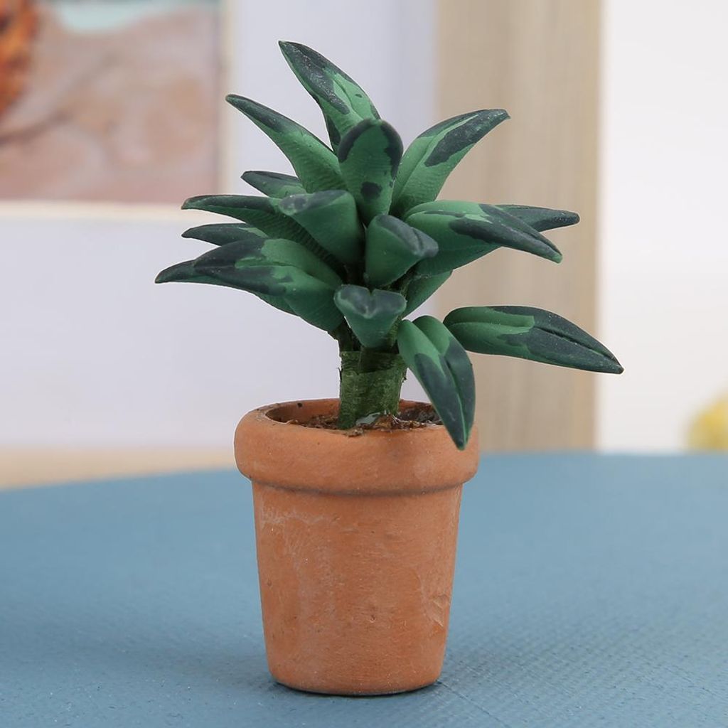 1/12 Puppenhaus Grüne Blätter Topf Mini Modell DIY Dekoration ZubehörGrün