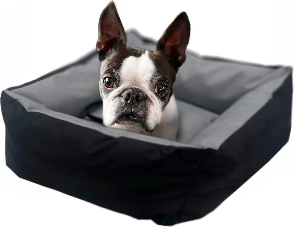 Coussin de siège de voiture pour chien et chat 55x55 cm gris et noir