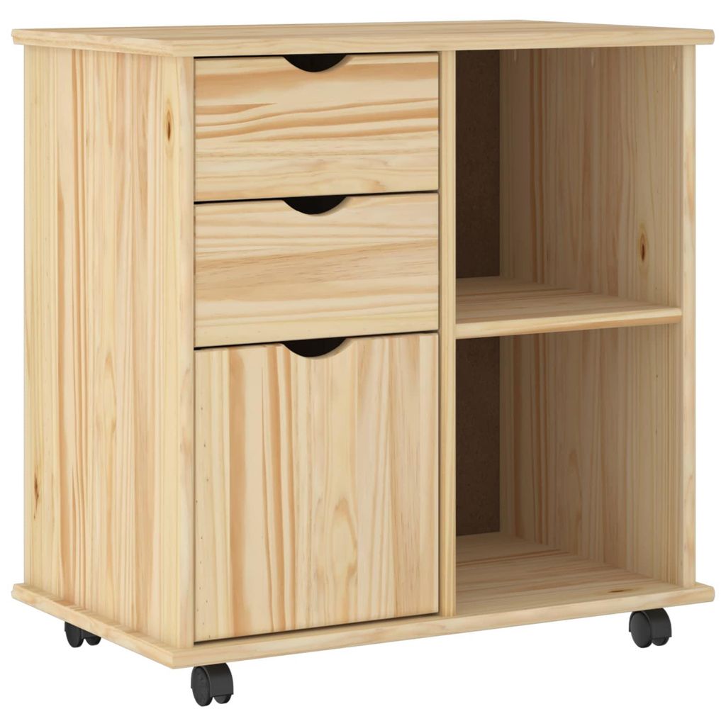 vidaXL Rollschrank Mit Rad Braun 63,5 x 39 x 65,5 cm Massivholz Kiefer