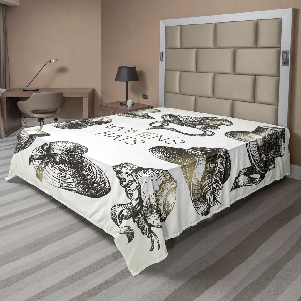 ABAKUHAUS viktorianisch Bettlaken, Sammlung Vintage Frauen Hüte Und Retro Mode Katalog Weibliches Altes Bild Art, weiches bequemes oberes Bettlake...