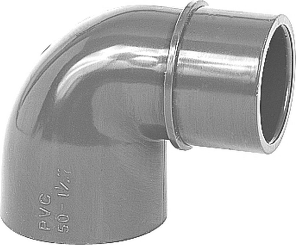 PVC Reduzier-Winkel 90° | Klebemuffe Ø 63 mm x Klebemuffe Ø 50 mm | PN 16 grau