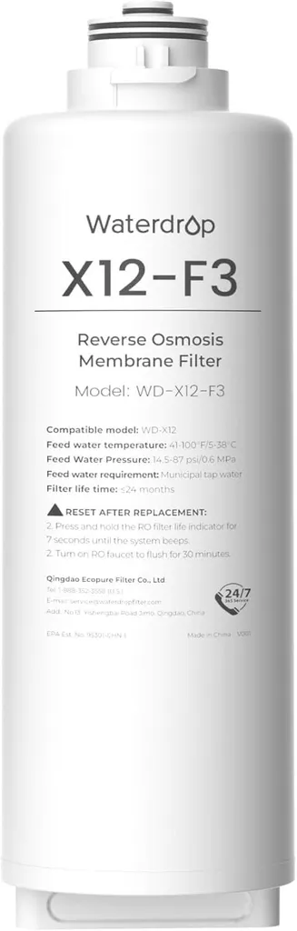 Filtre de Remplacement X12-F3 pour Eau Pure et Saine sans PFAS 24 Mois