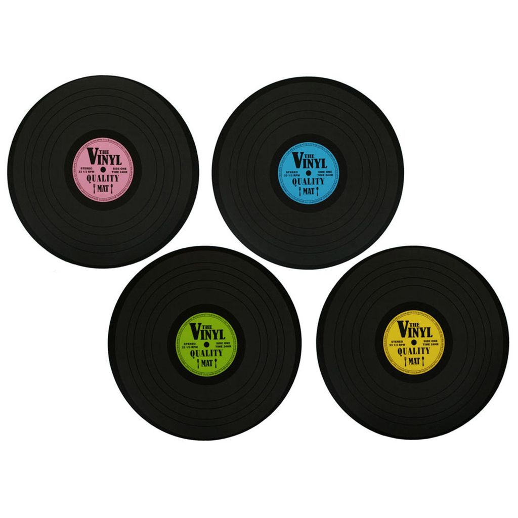 4er Set Tischset Vinyl Schallplatte Ø 39 cm Platzmatte Rund Platzsets Tischmatte Tisch Untersetzer