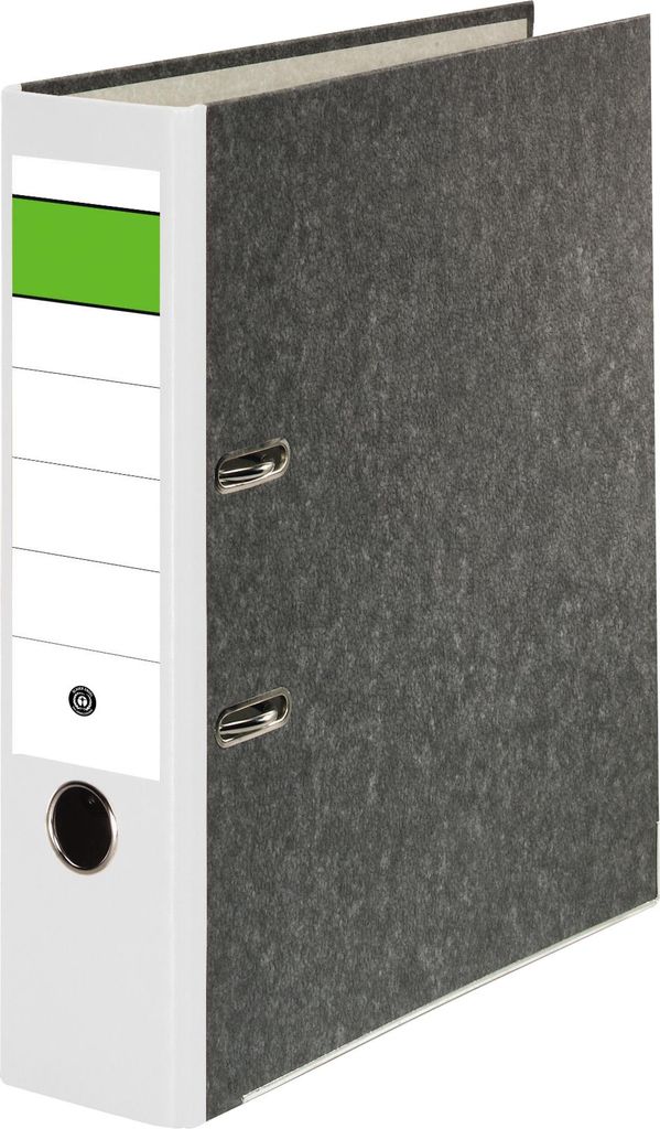 Ordner Wolkenmarmor 80mm grüner Balken Rücken weiß Packung mit 20 Stück