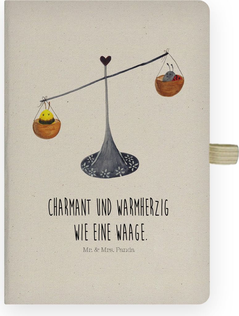 Mr. & Mrs. Panda Adressbuch Sternzeichen Waage - Transparent - Geschenk, Marienkäfer, notizbuch a4, Hummel, Tagebuch, Biene, Journal, Kladde, Glei...